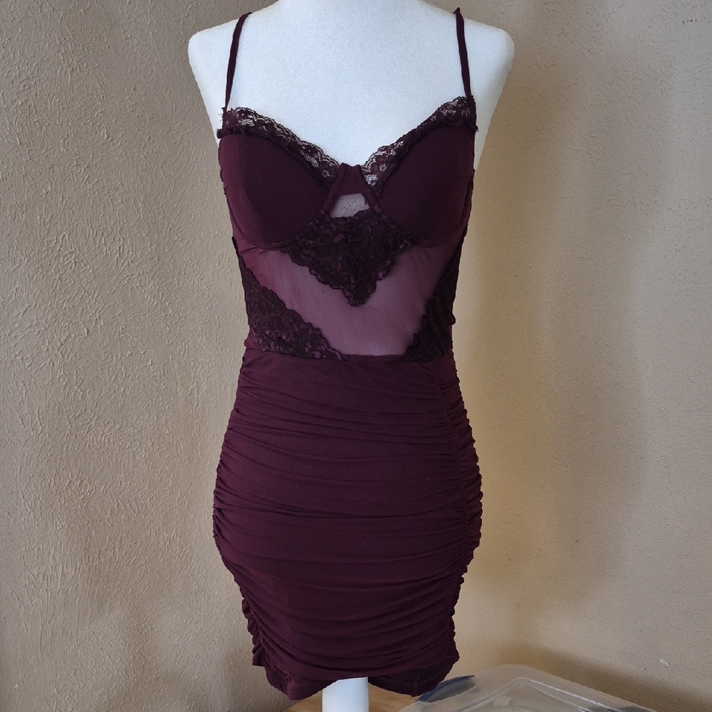 Wine Lace Slip Dress